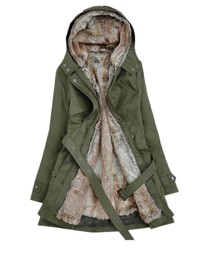 Hot Hooded Trench with Faux Fur