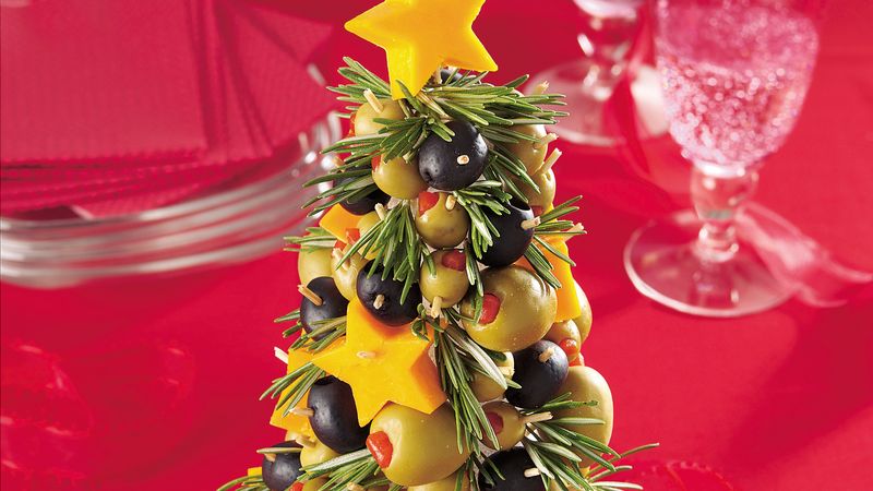 Cheese and Olive Christmas Tree Appetizer