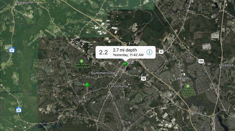 Two earthquakes hit Summerville South Carolina