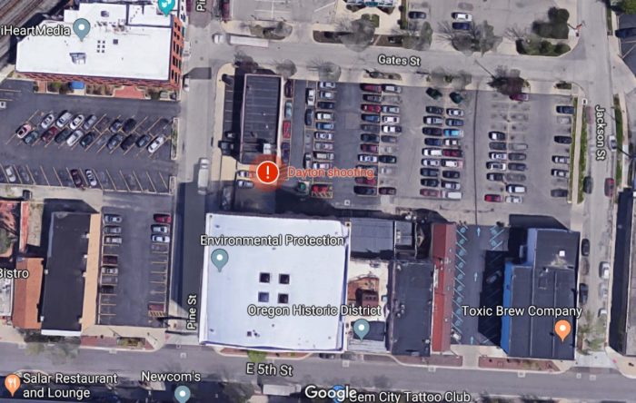 Exact location of the Dayton Shooting near Ohio EPA Office