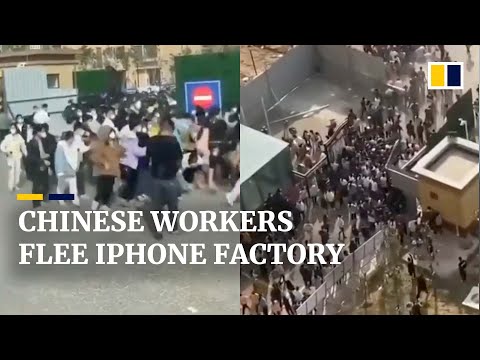 Chinese iPhone factory workers seen fleeing after Covid outbreak